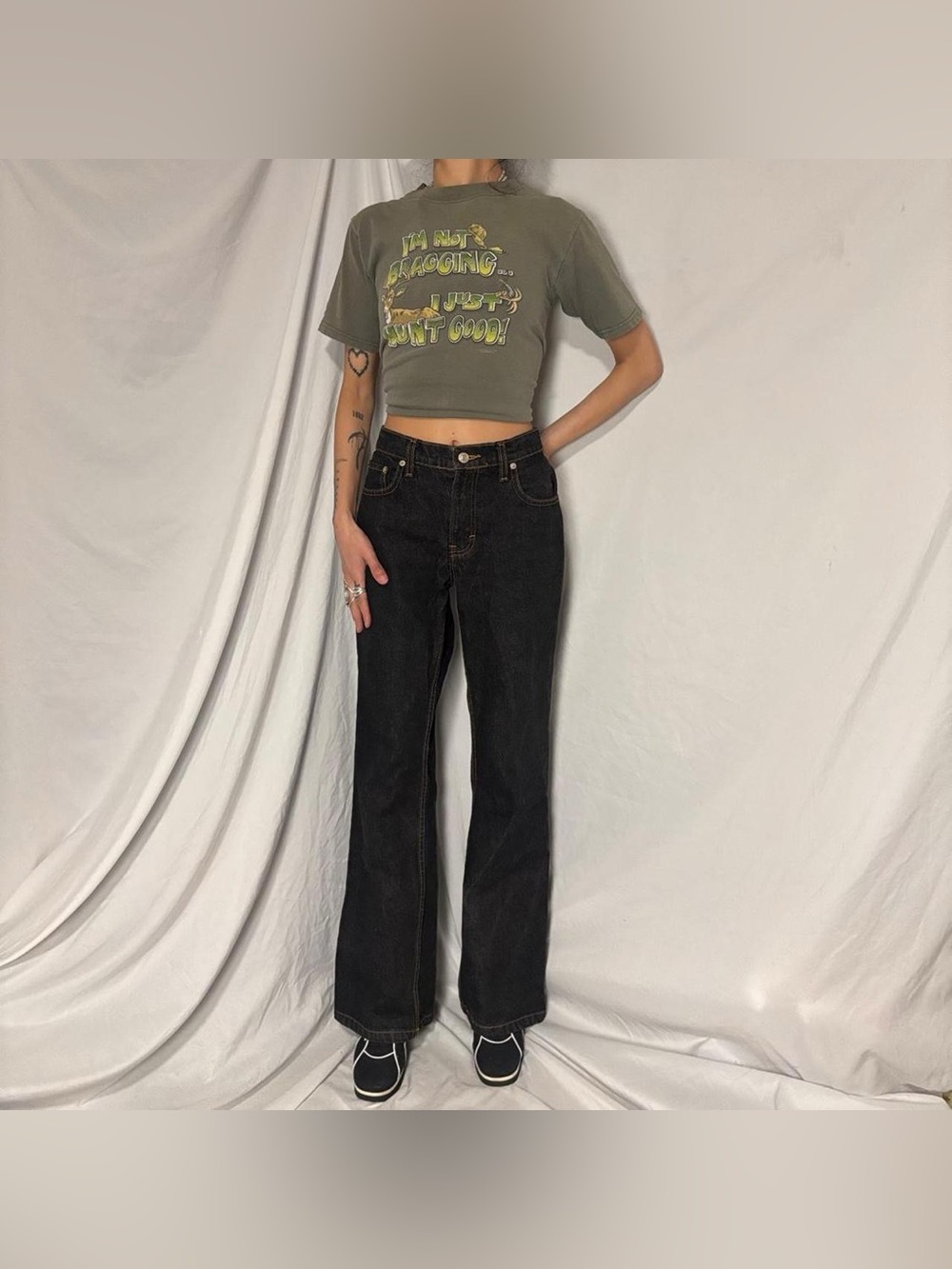 Jordache High-Waisted Dark Wash Wide Leg Flared Jeans Size 7/8